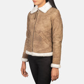 Zesen Brown Leather Bomber Jacket